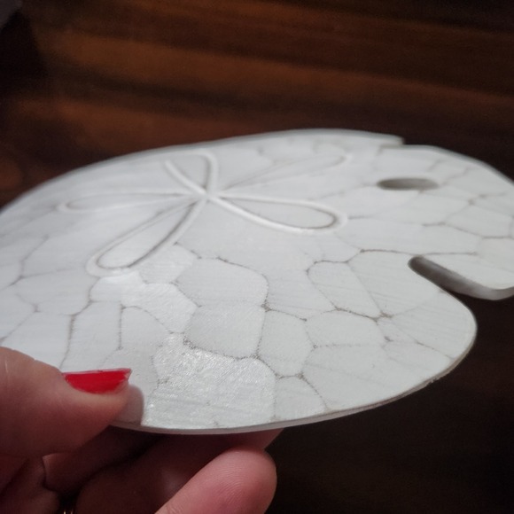 Sand Dollar Wall Plaque Wood Handcrafted 8.5" High Beach House T.I. Design - Picture 8 of 9